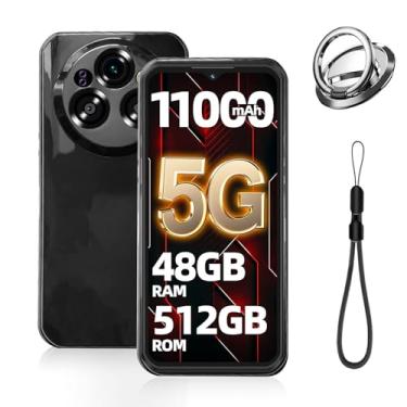 Imagem de Oshmirian Capa de telefone OUKITEL WP62 TPU – preta, alça de pulso, suporte de anel magnético, capa macia absorvente de choque, proteção total, compatível com OUKITEL WP62