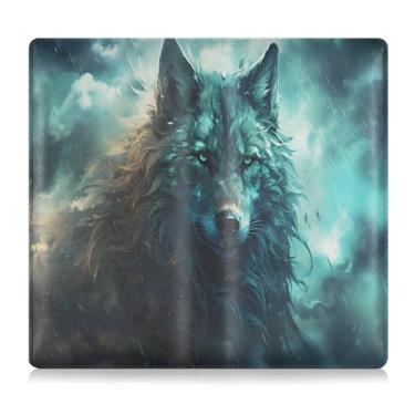 Imagem de CEBUGI Porta-luvas com cabeça de lobo ciano, porta-luvas para organizador de documentos, 12,5 cm x 24 cm