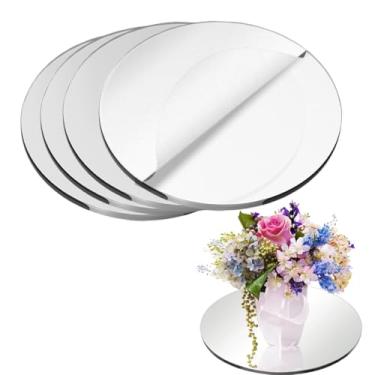 Imagem de Espelho redondo de 30,5 cm para centros de mesa, 4 peças, placa espelhada acrílica, círculo, parede, espelho, bandeja, espelho, para casamento, aniversário, Natal, Dia dos Namorados, decorações