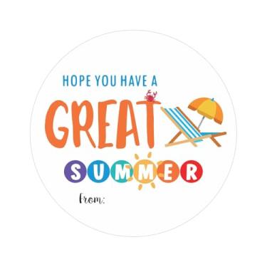 Imagem de JarThenaAMCS 100 peças de adesivos de presente de verão Have A Great Summer from Sticker End of School Year Adesivos de papel adesivos para presente de cartão de envelope Havaí Lembranças de festa