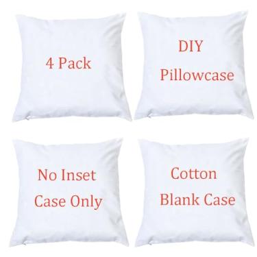 Imagem de 4 peças de capas de almofadas em branco de sublimação, fronhas decorativas sólidas de algodão, capas de almofada quadradas, capas de almofada brancas para bricolage, artesanato de Natal com