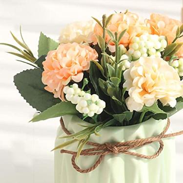 Imagem de Generic Hortênsia Artificial Falso Vaso de Flores Elegante Decoração para Casa Toque de Conforto para Sala de Estar Lojas Cerâmica de Seda (Verde)