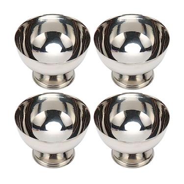 Imagem de Zerodis Tigelas Com Pés de Sorvete, 4 Unidades, Tigelas de Sobremesa de Aço Inoxidável Com Garfos Elegantes para Festas Em Casa e Restaurantes