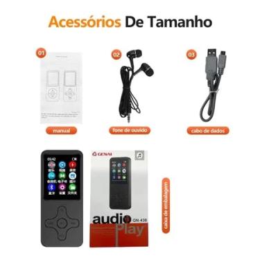 Imagem de MP3 Player com Tela de Toque, MP3 Player Portátil com Bluetooth 5.0, Rádio FM, Gravação de Voz e Reprodução de Vídeo, Leve e Compacto para Esportes, Viagens e Presentes (Preto)
