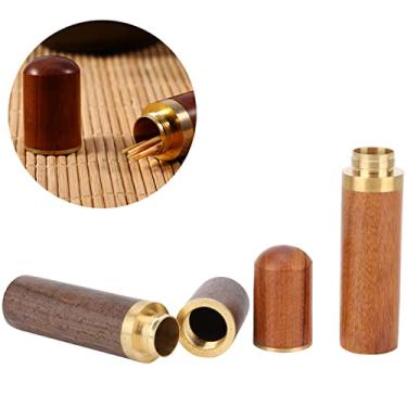 Imagem de Generic Caixa de Agulha Recipiente Exclusivo de Armazenamento de jacarandá de ébano para Costura Ferramentas DIY Organização de Agulhas de Couro Artesanal, Conjunto de 2 Peças Leve 3,35 pol. para Entusiastas de Bordados (Sândalo)