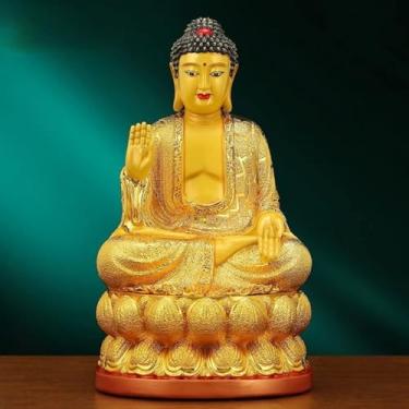 Imagem de FENNYYAR Estátua de decoração de Buda Tathagata de 29 cm 29 cm, ornamento doméstico de Buda Shakyamuni