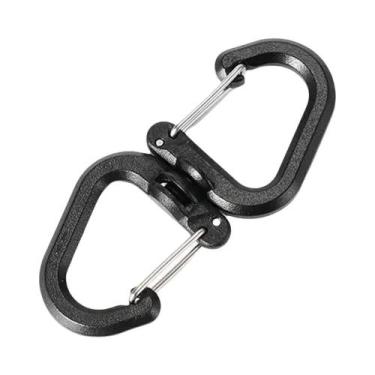 Imagem de Mosquetão Duplo Portátil Multiuso Com Ganchos Em S Giratórios 360 Grau