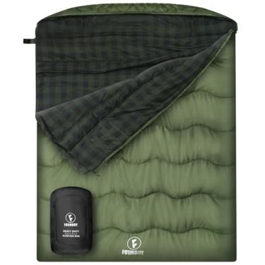 Imagem de FORINBUY Saco de dormir duplo de flanela de 0 graus para adultos, casais ou família – Saco de dormir de inverno Queen Size impermeável e quente para 2 pessoas para acampamento em clima frio, viagens