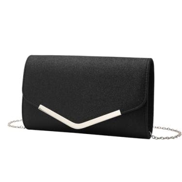 Imagem de CYSUE Bolsas femininas elegantes e minimalistas, bolsas versáteis, bolsas transversais de ombro com corrente, Preto, One Size