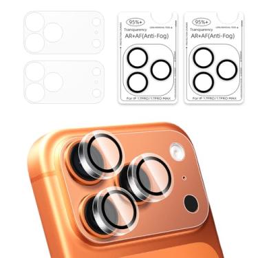 Imagem de Hlija Pacote com 2 protetores de lente de câmera individual anti-quebra + 2 peças de protetor de lente oca para câmera traseira traseira fosca para iPhone 17 Pro Max apenas