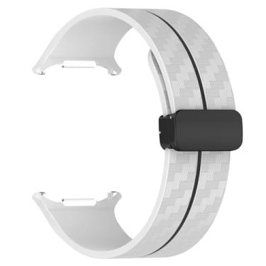 Imagem de SAAWEE Pulseira padrão de fibra de carbono para samsung galaxy watch 7 ultra 47mm silicone pulseira de fecho magnético para galaxy watch 7 ultra(Grey Black)