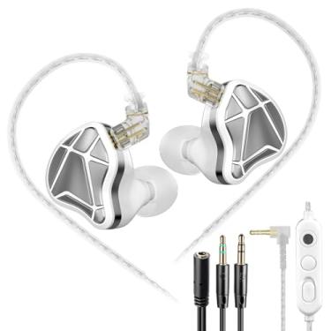 Imagem de KZ Axas Gaming Earbuds Wired with Mic para PS4 PC Xbox PS5, isolamento de ruído IEM para jogos com baixa latência, fones de ouvido de ajuste confortável para laptop, consoles e celulares (branco