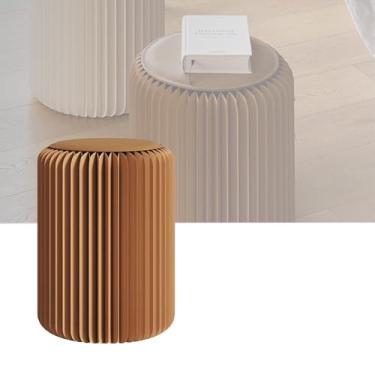 Imagem de Folding Paper Stool Banqueta de papel dobrável portátil com almofada de PU, cadeiras de sofá, hall de entrada, cafeteria e área de lazer(36x44cm/14.2x17.32")
