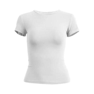Imagem de Camiseta Feminina De Malha Slim Fit Com Manga Curta E Gola Redonda Est