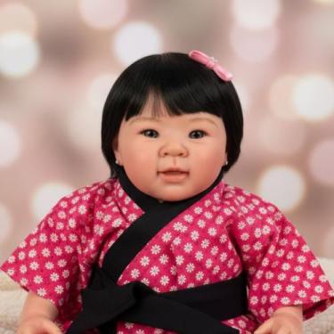 Imagem de Boneca bebê reborn menina cabelo fio a fio realista - Mundo Azul E Ros