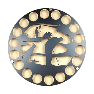 Imagem de menolana Suporte de parede circular para bolas de golfe, criativo, com silhueta metálica, fácil de instalar, Style C