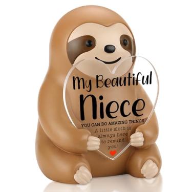 Imagem de CINRLLA Presente de incentivo para estatueta de sobrinha preguiça, decoração de mesa inspiradora para meninas adolescentes, presente de motivação positiva de tia ou tio, presente de agradecimento de