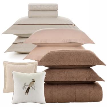 Imagem de Kit Colcha Queen + Jogo de Lençol Karsten, 10 Peças, 100% Algodão Percal, 200 Fios (Mallu, Queen)