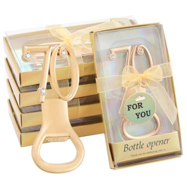 Imagem de Orlabno Pacote com 24 abridores de garrafas de lembrancinha de aniversário de 70 anos, presentes de festa de casamento, lembranças e decorações para convidados