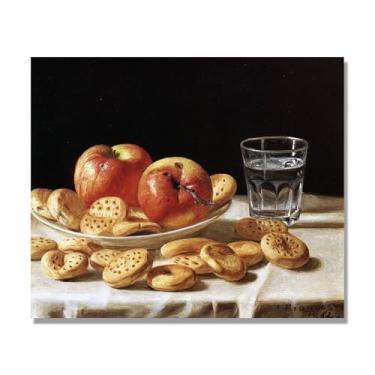 Imagem de Arte em tela vintage de frutas mortas, pintura clássica de cozinha country, decoração de parede de casa de fazenda quente para sala de jantar e cozinha. A25. 80x96cm-31,4x37,8 pol. Somente tela