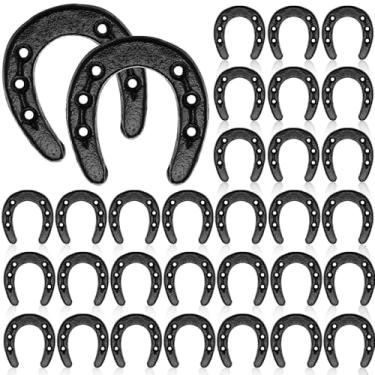 Imagem de Gisafai Pacote com 30 ferradura de ferro fundido de 4 x 5 cm para artesanato ou decoração, decoração de parede com tema ocidental, mini ferraduras de ferro antigas para pendurar na parede, ferradura