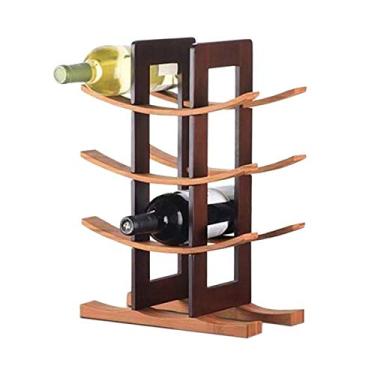 Imagem de Prateleira de Vinho Madeira Moderna Simples Armazenamento em Suporte Garrafa Sólida Natural para Cozinha Sala Jantar Des