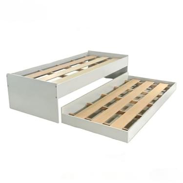 Imagem de Cama de Solteiro Bicama - Ideal para Quartos Compactos, Estudantes e Espaços Domésticos, Prática e Funcional com Espaço de Armazenamento (Branco)