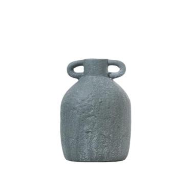 Imagem de Prateleira para vaso de flores e plantas, decoração para casa Vaso de cerâmica vintage azul-petróleo, arranjo flores para sala estar, decoração móveis