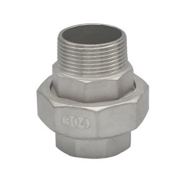 Imagem de 1/10.2 cm 3/20.3 cm 1/5.1 cm 3/10.2 cm 2.5 cm 1-1/10.2 cm 1-1/5.1 cm 5.1 cm BSPT União de soquete de aço inoxidável 304 encaixe de tubulação água gás óleo (NPT SS304, fêmea para macho_1-1-1) /5.1 cm)