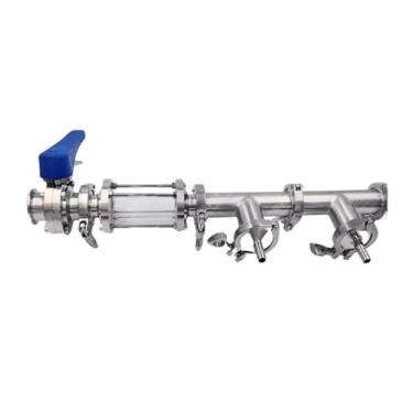 Imagem de Enchimento de barril de 2,5 cm e 3,8 cm (50,5 mm OD) com alça de gatilho válvula borboleta SS304 aço inoxidável 2 portas (3,8 cm, alça de gatilho)