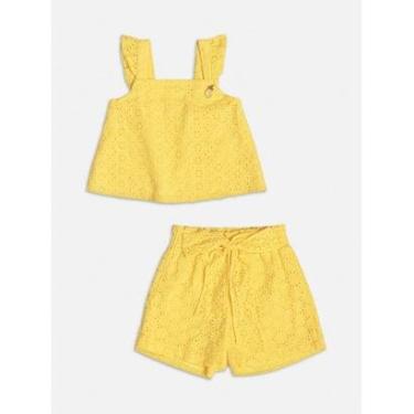 Imagem de Conjunto Infantil Menina Blusa/Shorts em Lase Amarelo Momi-Feminino