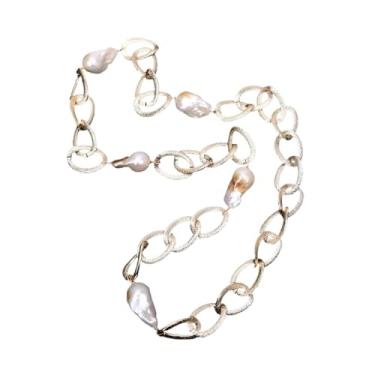 Imagem de DWBPGVUN Colar longo de corrente grande banhada a ouro de 83 cm para mulheres