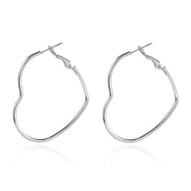 Imagem de XIUQILAI Brincos de coração de aço inoxidável para mulheres, brincos modernos hipoalergênicos de ouro/prata grandes e pequenos, brincos leves em forma de coração, joias para presente de dia dos