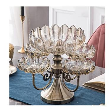 Imagem de Pratos de frutas decoração vidro cristal multicamadas prato de frutas casa sala de estar mesa de café luz criativa luxo dividido lanche prato de doces pratos de frutas/prato de frutas (cor: seis