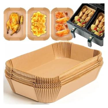 Imagem de Suprimentos de barra de cozinha, 50/100 peças, fritadeira a ar retangular, forro de papel pergaminho, bandeja de papel à prova de óleo, tapete antiaderente, acessórios de fritadeira a ar (50 peças, 26