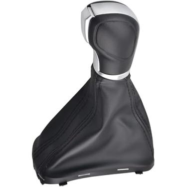 Imagem de Alavanca de câmbio automática, botão de mudança de marcha, polaina, capa de couro, manípulo de câmbio com acessórios de polaina de couro preto, conjunto de substituição para Golf 6 Golf 7 Jetta MK6