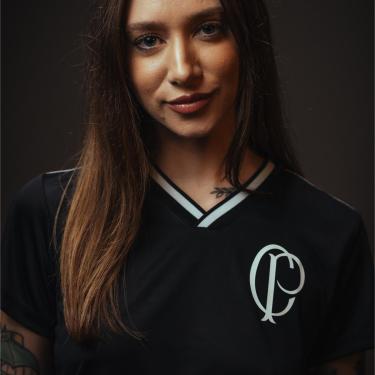 Imagem de Camisa Corinthians Retrô CP Dry Preta Feminina Oficial-Feminino