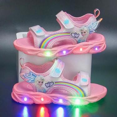 Imagem de Sandálias De Princesa Da Disney Para Meninas, Luzes LED, Verão, Praia,
