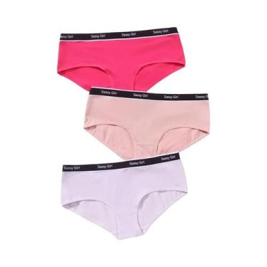 Imagem de Calcinhas De Algodão Para Meninas 3 Pares Cores Misturadas Rosa Roxo V