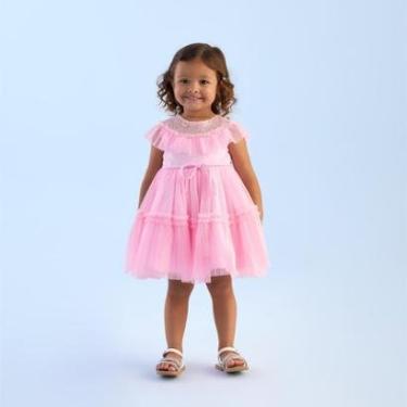 Imagem de Vestido Curto Infantil Festa Tule Paetê Rosa Petit Cherie-Feminino