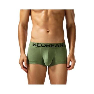 Imagem de Cueca boxer masculina de algodão absorvente de suor confortável e resp