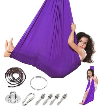 Imagem de Balanço terapêutico infantil com necessidades especiais, rede de aconchego ajustável para crianças com autismo, TDAH, Asperger, integração sensorial (ferragens incluídas)