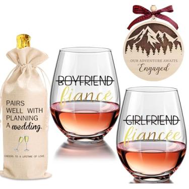 Imagem de Cyrelwing Presentes de noivado para casais 4 peças presentes de casal de noivado, presente de noiva para ele e ela presentes de noivado para presentes de casamento nupcial