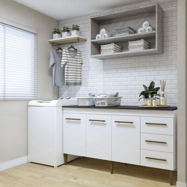 Imagem de Lavanderia Modulada Nova Iguacu Balcao 3 Portas e 3 Gavetas Kaiki Moveis