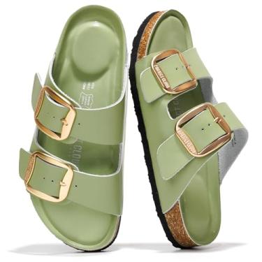 Imagem de Project Cloud Sandálias Rasteiras De Couro Legítimo, Confortáveis, Essenciais Para A Praia, Sandálias Femininas Com Espuma Viscoelástica, Essenciais Para As Férias, Calçados Femininos (Santorini, P