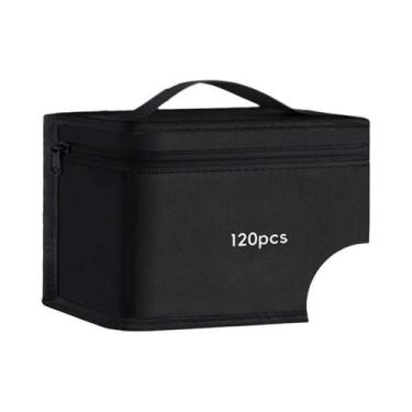 Imagem de Bolsa De Armazenamento Para Canetas Marcadoras Em Lona Preta De Grande