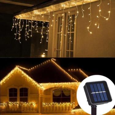 Imagem de Luzes De Cortina LED Solares Em Formato De Sincelo 4M 8M Para Exterior