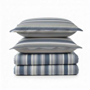 Imagem de Kit Cobre Leito Colcha Magnus Queen 3 Peças Dupla Face Estampado Geomé