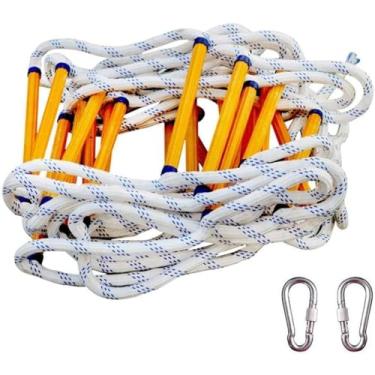 Imagem de Escada dobrável de resina epóxi de alta resistência com 2 fivelas de aço, escada de corda de escape de incêndio de 3 a 50 m, solução de segurança de emergência durável e portátil, 50 m/164 pés (35 m)