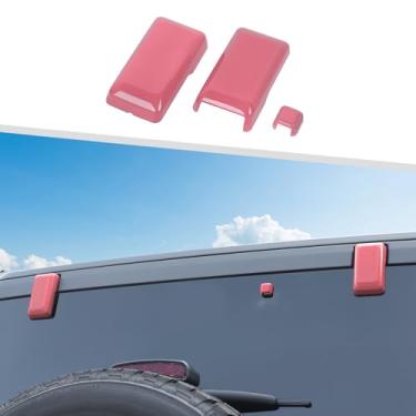 Imagem de Jimen Compatível com Ford Bronco 2021-2025, 3 peças de tampa de dobradiça de vidro para porta traseira, acessórios de acabamento externo (rosa)